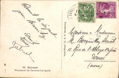 VINTAGE POSTCARD Bayonne Monument of the Lavigerie Cardinal