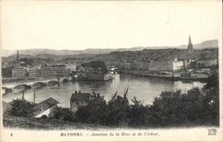 VINTAGE POSTCARD Bayonne Junction of Nive And L Adour
