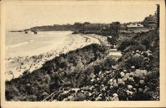 VINTAGE POSTCARD Biarritz Hydrangeas And Main beach