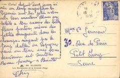 VINTAGE POSTCARD Biarritz Hydrangeas And Main beach