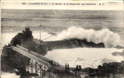 CPA Biarritz La Rocher de la Vierge Par Mer Demontee