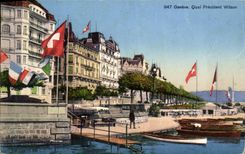 VINTAGE POSTCARD Geneva Quay President Wilson