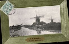 CPA P P Schiedges Paysage Hollandais Moulin
