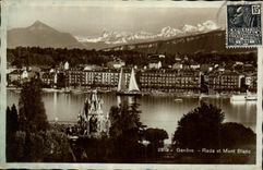 VINTAGE POSTCARD Geneva Splits and Mont Blanc