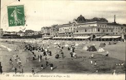 VINTAGE POSTCARD Biarritz the Municipal Casino and the Beach