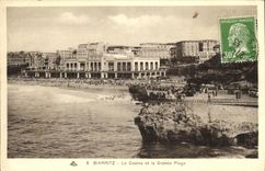 VINTAGE POSTCARD Biarritz the Casino and Main beach