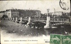 VINTAGE POSTCARD Geneva the Bridge Of Mont Blanc And Gulls