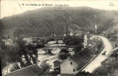 VINTAGE POSTCARD the Valley of Sioule Two Bridges