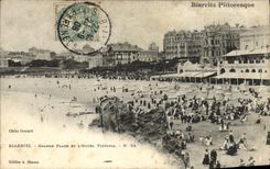 CPA Biarritz Pittoresque Grande plage et l hotel Victoria