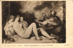 CPA Danae Reciendo La Luvia De Oro Tiziano