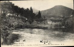 VINTAGE POSTCARD Bidarray Nive the Old Romain Bridge and the Gakueta Mount