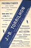 La opinion de Chatel Guyon de la POSTAL de la VENDIMIA con la publicidad de la parte posterior cansa las bicicletas Levallois Perret Paris del motor de los ciclos de Torrilhon