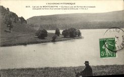 VINTAGE POSTCARD the lake Montcineyre curious Lake In the Shape about Crescent occupying the bottom D an old crater