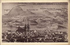POSTAL Clermont Ferrand y Puys de Dome de la VENDIMIA
