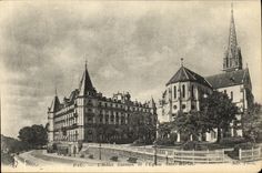 VINTAGE POSTCARD Pau L Hotel of Gassion and L church Martin Saint
