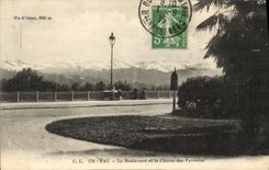 VINTAGE POSTCARD Pau the Boulevard And the Chain Of the Pyrenees