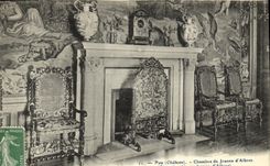 VINTAGE POSTCARD Pau Chambre of Jeanne D Albert Ecran embroiders by Jeanne D Albret