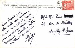 VINTAGE POSTCARD Pau Large Diploma D Holy Honor Jean De Luz the House of L Infante