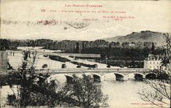 VINTAGE POSTCARD Pau Seen On Gave and peak of Midday of Bigorre