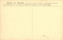 VINTAGE POSTCARD Pau the Terrace the Chain of the Pyrenees and Of the South D Ossau