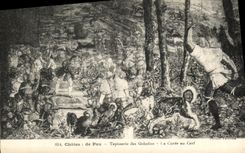 VINTAGE POSTCARD Pau Castle of Tapestry of the Goblins the Quarry to the Stag