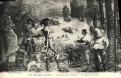 VINTAGE POSTCARD Pau Castle of Tapestry of Flandres the Stag beats L Water