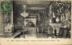 VINTAGE POSTCARD Pau Interieur of the Castle Room has Coucher of Jeanne D Albret
