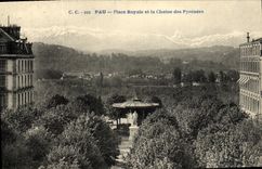 VINTAGE POSTCARD Pau Places Royaie and the Chain of the Pyrenees