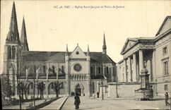 VINTAGE POSTCARD Pau Jacques Church and Law courts