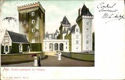 VINTAGE POSTCARD Pau Main entrance of the Castle