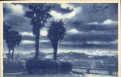VINTAGE POSTCARD Pau the chain of the Pyrenees seen of the public garden St Martin