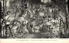 VINTAGE POSTCARD Pau Castle Tapestry of the Goblins the Meal of the Lancers