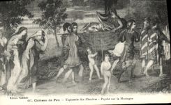 VINTAGE POSTCARD Pau Castle Tapestry of Flandres Psyche on the Mountain