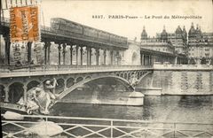 VINTAGE POSTCARD Paris Passy the Bridge of Metroplitain Subway