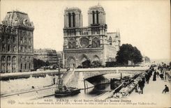 VINTAGE POSTCARD Paris Quay Saint Michel Notre Dame Secondhand booksellers