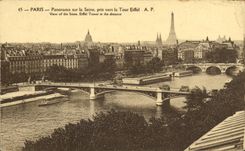 CPA Vieux Panorama sur la Seine pris vers la Tour Eiffel