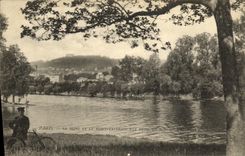 CPA Paris La Seine Et Le Mont Valerien Vue prise du bois de Boulogne Enfant au velo