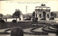 Jardin de Paris de la POSTAL de la VENDIMIA de Tileries y Arc de Triomphe del carrusel