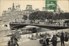 VINTAGE POSTCARD Paris Town hall Goes to the flowers