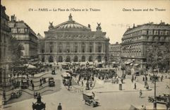 CPA Paris La Place De L Opera Et Le Theatre 