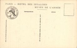 VINTAGE POSTCARD Paris Hotel Of the Invalids Museum Of L Armed guard with the flag by Scott Militaria