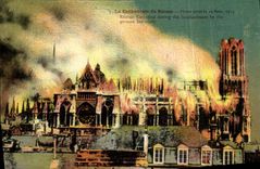 VINTAGE POSTCARD the Cathedral Of Rheims Photo Taken 19 seven 1914 Militaria