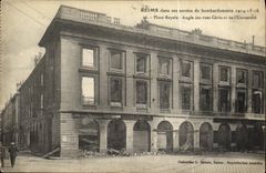 VINTAGE POSTCARD Rheims In Its Years Of Militaria Bombardment Places Royal Angle of the Ceres Streets and L Militaria university