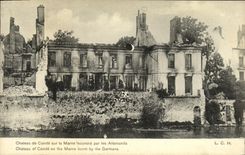 VINTAGE POSTCARD Castle of Cop On the Marne Sets fire to By the Militaria Germans