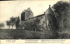VINTAGE POSTCARD Sommesous L Church Entirely brulee By the Militaria Germans