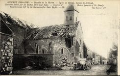 VINTAGE POSTCARD Battle of the Marne Church De Reuves Marsh of St Automobile Militaria Hinge