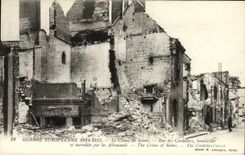 VINTAGE POSTCARD the Crime of Rheims Street of Cordeliers Bombardee Militaria
