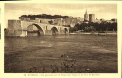 Opinion de Avignon de la POSTAL de la VENDIMIA sobre el paladar de los papas y del St Benezet del puente