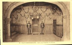VINTAGE POSTCARD High Koenigsbourg Room of the Hunting trophies