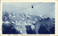 VINTAGE POSTCARD Chamonix Teteferique de Plan Praz In Brevent and Chaine of Mont Blanc